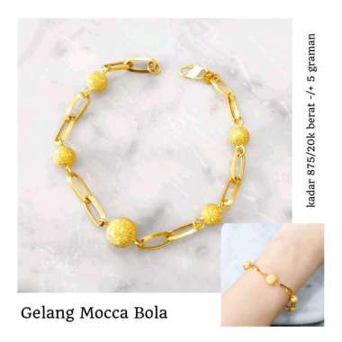 Gelang Mocca Bola Pasir Mewah Elegant Hadiah Ultah Emas Asli