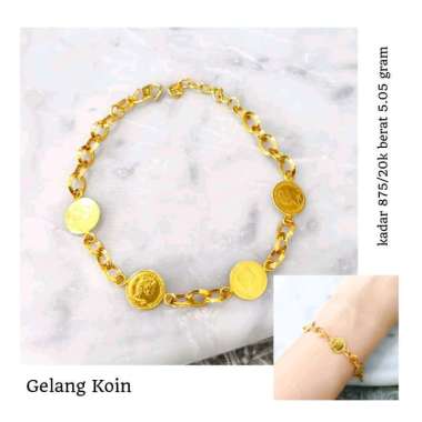 Gelang Mocca Koin Mewah Elegant Hadiah Ultah Emas Asli