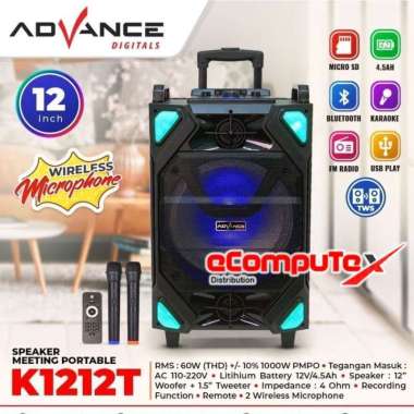 SPEAKER KARAOKE ADVANCE 12" K-1212T SPEAKER BLUETOOTH KARAOKE 12 INCH K1212T GARANSI RESMI
