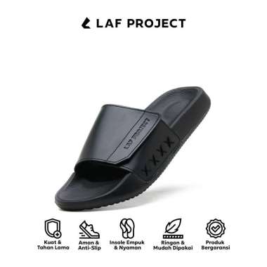 Sandal Slide Slop Pria Hitam Keren Anti Licin Slip on Sendal Slide Ringan Selop Monoch Black LAF Pro