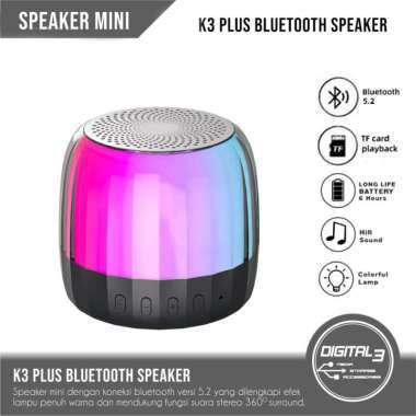 Speaker Mini K3 Plus Bluetooth with RGB Light Wireless Speaker TWS Stereo Mic
