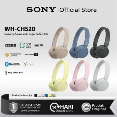 Sony WH-CH520 Headset Nirkabel On-Ear Tertutup