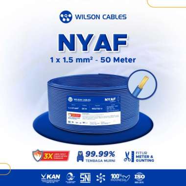 NYAF 1.5 mm2 50 Meter - Kabel Listrik Tembaga Wilson Cables Hijau-Kuning
