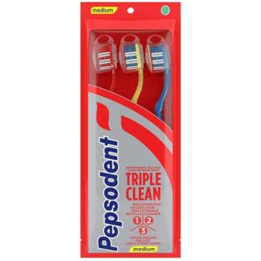 PEPSODENT SIKAT GIGI TRIPLE CLEAN MEDIUM MULTIPACK 3'S