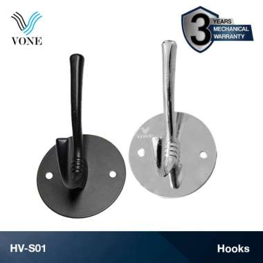 VONE Gantungan Baju Handuk Rak Hanger Mandi Dinding Stainless Satuan 2 Kait HK-M01