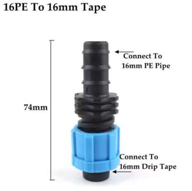 Joiner PE 16mm Ke Driptape 16mm Penyambung Selang PE Ke Selang Drip Tape