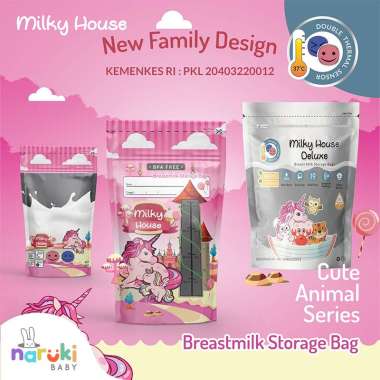 Milky House Kantong Asi Breastmilk Storage 120mL isi 30 pcs KEMENKES Pink Unicorn