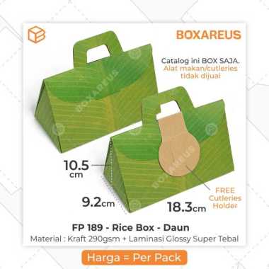 Bungkus Nasi Rice Pack Lunch Box Kemasan Kertas Makanan | FP 189 Large Daun