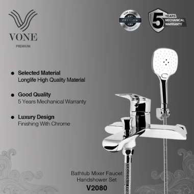 VONE Kran Bathub Mixer Keran Shower Panas Dingin Set V2085 ( VONE PREMIUM ) Chrome