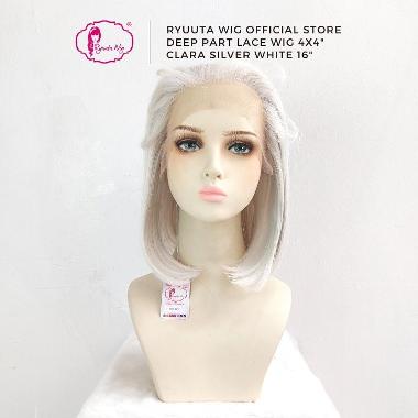 Ryuuta Wig Deep Part Half Lace Wig Bob Panjang Clara Hitam Coklat 16 inch 40 cm Salmon Pink