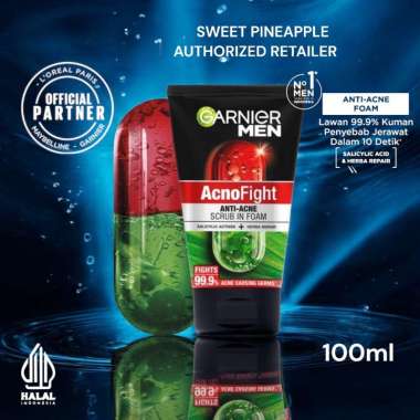 Garnier MEN Acno Fight Foam 100ml - Pembersih Wajah Pria Anti Jerawat 100ML BESAR