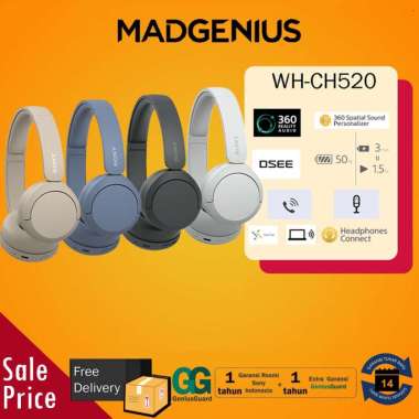 Sony Original Headphone Sony WH-CH520 Bluetooth Wireless On-Ear Headphones with Mic , garansi resmi 