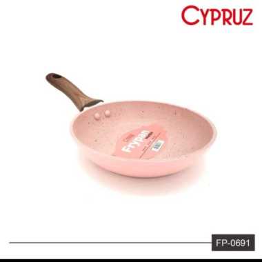 Cypruz COLOURFUL MARBLE Series: FRY Pan wooden touch pegangan kayu FP-0691 - Fry Pan 14cm
