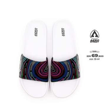 Aerostreet 39-44 Volt Putih Hitam - Sandal Sendal Selop Slip On Casual Pria Wanita Aero Street BABAA