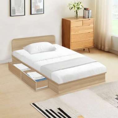 Ranjang Dipan Kayu Rangka Tempat Tidur Divan Modern Minimalis IOWA Snow Walnut DIVAN+HEADBOARD 100 C