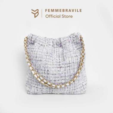 Femmebravile - Gretel Tweed Bag - Tas Wanita - Shoulder bag - Tas Bahu White