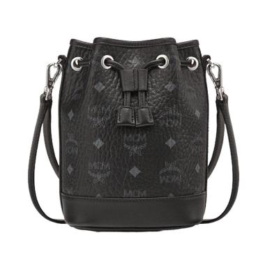 MCM Mini Dessau Drawstring Bag in Visetos Black