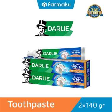 Twin Pack Darlie Toothpaste All Shiny White Foamy Baking Soda Tube 140 g