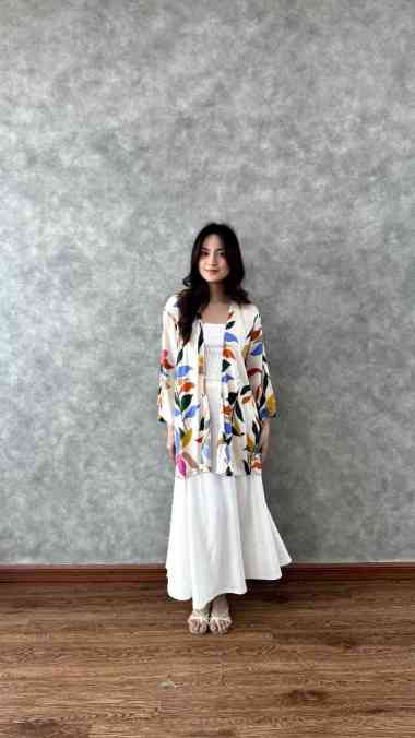 Cardigan Kimono Oversize Batik, Outer Kimono Cardigan Wanita Katun Pumila