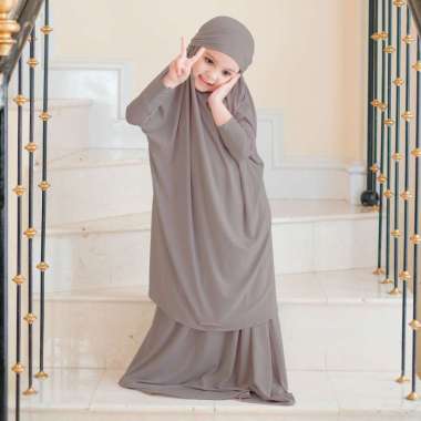 Lozy Hijab - Shameera Prayer Set Kids(Mukena Anak Bahan Jersey) S-M Smoke