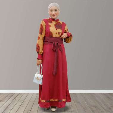 SASKIA GAMIS BATIK KOMBINASI XL MAROON