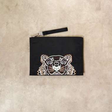Kenzo Canvas Kampus Tiger Clutch Black Ivory