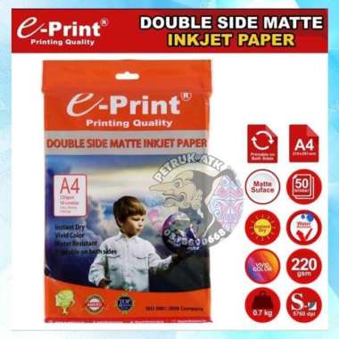 [PAK] KERTAS DOUBLE SIDE MATTE INKJET PAPER A4 220 GSM EPRINT KERTAS FOTO (50 LEMBAR)