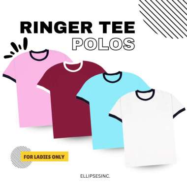 ELLIPSESINC Ringer Tee Wanita Polos Spandek L PINK