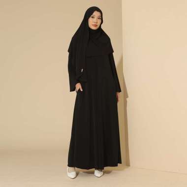 Lozy Hijab - Sadiqa Abaya Set (Gamis Umrah Haji Abaya Jersey Set Kerudung) Black