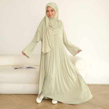 Lozy Hijab - Sadiqa Abaya Set (Gamis Umrah Haji Abaya Jersey Set Kerudung) Sage