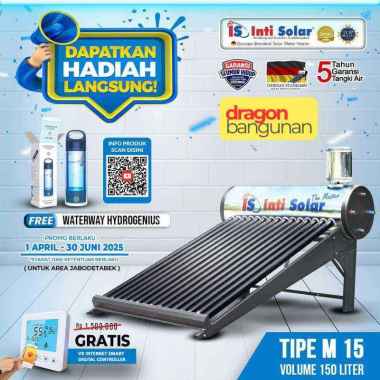 Inti Solar M15 - Pemanas Air Tenaga Matahari 150 Liter, Teknologi Jerman, Garansi 5 Tahun