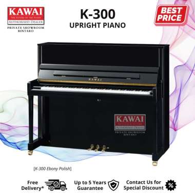 Kawai K300 Upright Piano Authorized Dealer Resmi Ebony Polish - Hitam