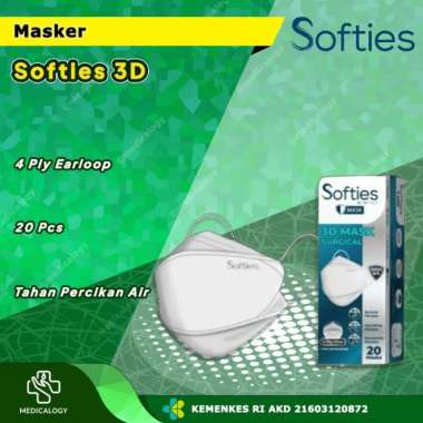 Masker Softies KF94 3D Mask 4 Ply Warna Putih Per Box isi 20 pcs