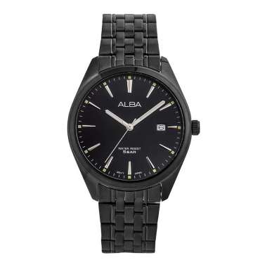 Jam Tangan Pria Alba AS9R09X1 Black Dial Black Stainless Steel Strap Hitam
