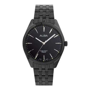 Jam Tangan Pria Alba ARX125X1 Men Black Dial Black Stainless Steel Strap Hitam
