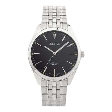 Jam Tangan Pria Alba ARX109X1 Men Black Dial Stainless Steel Strap Silver