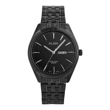 Jam Tangan Pria Alba AJ6199X1 Men Black Dial Black Stainless Steel Strap Hitam