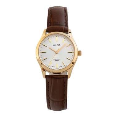 Jam Tangan Wanita Alba ARX142X1 Ladies Silver Dial Brown Leather Strap Coklat