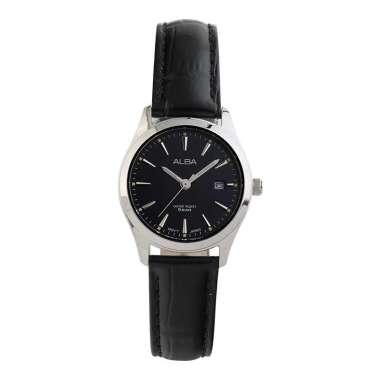 Jam Tangan Wanita Alba AH7BN9X1 Ladies Black Dial Black Leather Strap Hitam