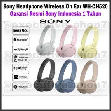 Sony Headphone Wireless On Ear WH-CH520 - Garansi Resmi Sony Indonesia 1 Tahun Blue