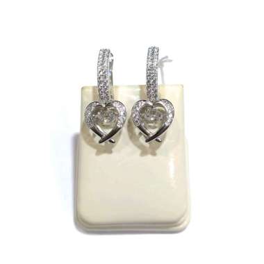 Anting Hati Love Dancing Stone Emas Putih 750