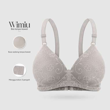 Wimiu BH Bra Wanita BH Tanpa Kawat Busa Sedang Motif Bunga 100123 Red 40