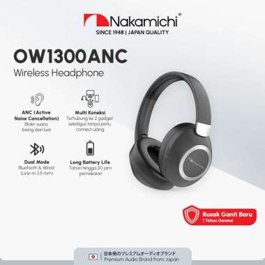 Nakamichi OW1300ANC Active Noise Cancelling Wireless Headphone ANC HD