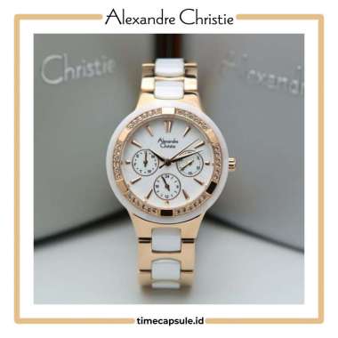 Jam Tangan Wanita ALEXANDRE CHRISTIE Original AC 2299 BF Garansi Resmi 1 Tahun ROSEGOLD WHITE