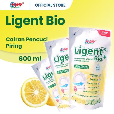 Yuri Ligent Sabun Cuci Piring Lemon & Bergamot [600 mL] isi 3 Pcs