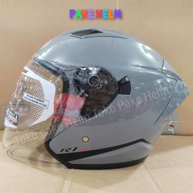 HELM NHK R1 MAX ABU DIM GREY HALF FACE DOUBLE VISOR M