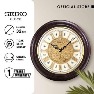 Jam Dinding Seiko QXM342B 31.4cm Ornamental Oak Wood Case Musical Ori