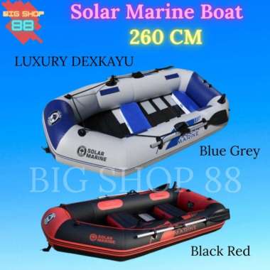 Perahu Karet Kapal Mancing Inflatable PVC Boat Solar Marine Dexkayu 260cm BLACK RED BLUE GREY PAKET 