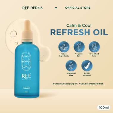 Ree Derma Calm & Cool Refresh Hair Oil - Perawatan untuk Rambut Berketombe dan Rontok dengan Pepperm