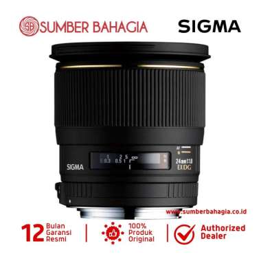 Sumber Bahagia - Sigma 24mm f/1.8 EX Aspherical DG Macro for Nikon Lensa Kamera Hitam